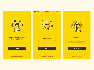 Walkthrough Exploration illustration mobile app ui ui ux walkthrough yellow