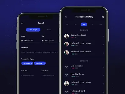 Xoin transfer interactions app dark ui iphone x mobile product ui ux