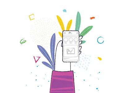 Login illustration login mobile mobile app phone plant vector