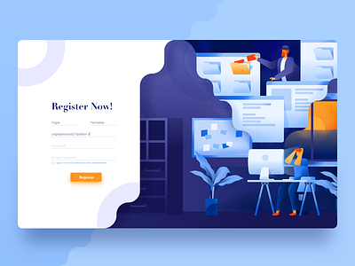 Registration form Header illustration campaign data design flat header illustration landing mail mainpage marketing onboarding security ui website