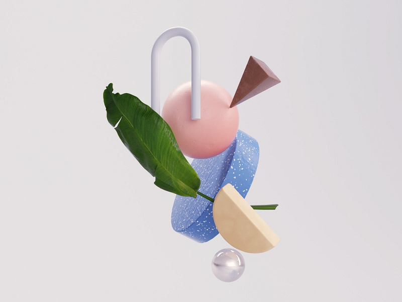 Simple Compo 3 3d c4d composition illustration muted colors primitives simple shapes