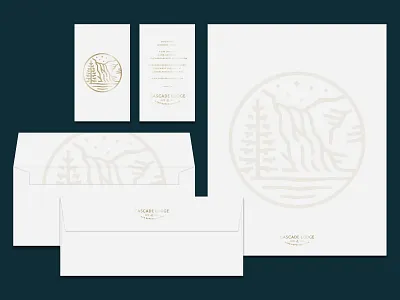 Cascade Lodge Stationery bird brand branding identity illustration logo north stars stationery tree waterfall