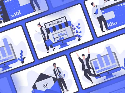 Illustration landing page branding color debut design desktop explore flat illustration landing minimal mobile mobile app sketch svg trending ui vector web