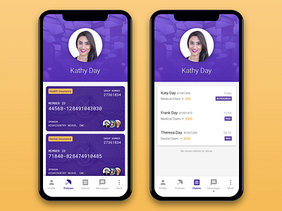 Insurance App - Alternative Design app card cards design insurance company ios iphone list mobile mobile app design profile ui ux