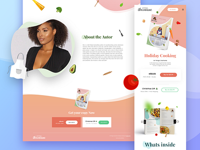 Cookbook Landing book cook cookbook cooking landing mobile responsive shapes tomato vegetables veggies