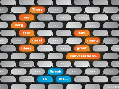 Many great conversations illustration quote text
