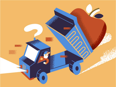 Big Apple apple city construction illustration man newyork truck vehicle
