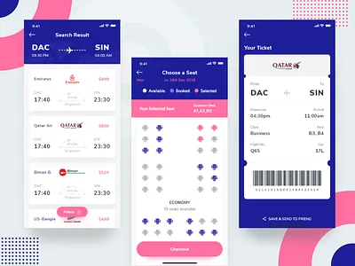 Flight Booking App agency app booking design design trend filters flight flightbooking interface ios mobile popular prelook search seat ticket ui user ux website