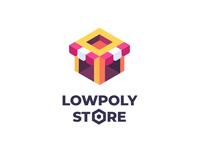 Lowpoly Store logo flat icon illustration logo vector