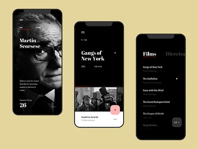 Film Club App apple art dark design film gallery ios menu movie netflix ui ux