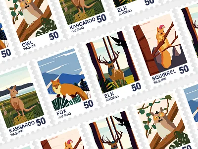 Animal illustration animal illustration 插图 邮票