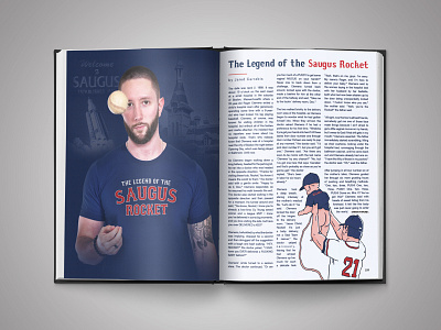 'Legend of the Saugus Rocket' - Barstool Coffee Table Book baseball book boston drawing illustration indesign ipad pro layout design layoutdesign mlb photoshop print print design procreate app red sox sports
