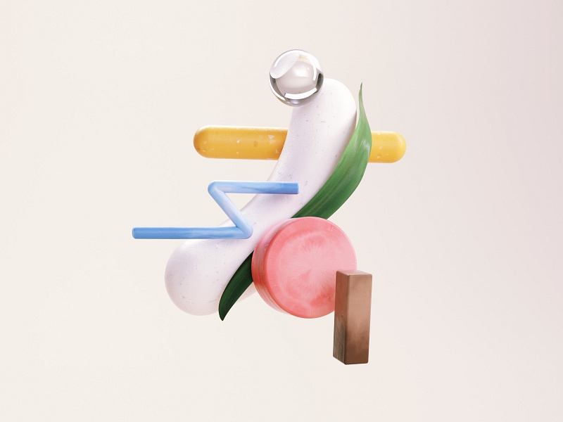 Simple Compo 4 3d c4d illustration iphone primitives simple shapes texture