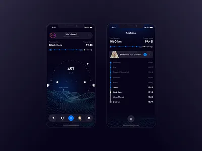 Middle-earth Hyperloop: Trip started dark app frodo beggins future grid hobbit hyperloop landscape main mesh route speed travel trip ui