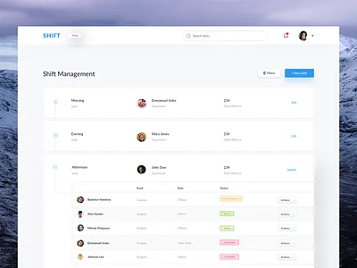 Shift Management clean minimalistic simple white