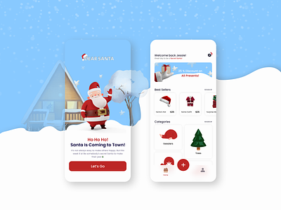 Dear Santa I Christmas Gift Giving App christmas design home illustration minimal mobile mobile design noel onboarding online santa shop shopping special ui user interface ux