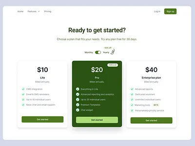 Pricing Page b2b billing button card landing page pricing pricing page pricing table saas ui user interface
