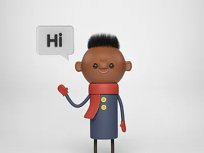 cheery kid 3d 3d art 3d illustration child chracter illustration kid mitens scarf speech bubble winter