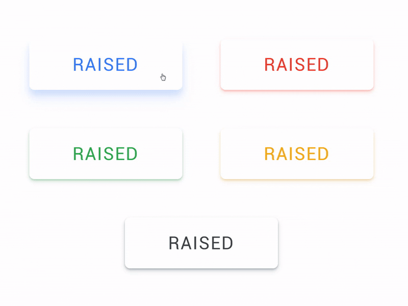 Material Design React Components — Raised buttons admin app button dashboard design desktop elevation figma kit material mobile native raised react reactjs shadow system template ui white