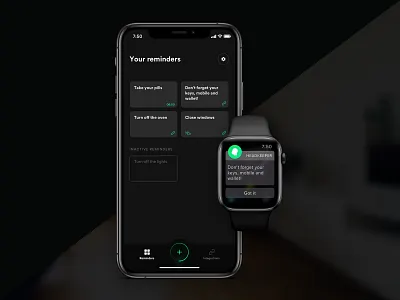 ‪HeadKeeper app concept app apple watch black concept green ios iot iphone iphonex mobile app mobile app design notification smart home smart watch ui ux
