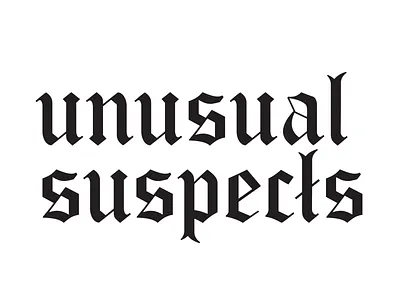 Unusual Suspects Logo branding calligraphy calligraphy design creative design graphic design hand lettering lettering logo vector