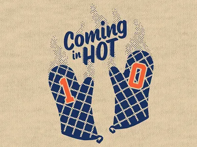 Coming In Hot apparel bears blue character football halftone hot illustration logo nfl orange oven mitts rough screenprint shirt steam t shirt texture threadland vintage