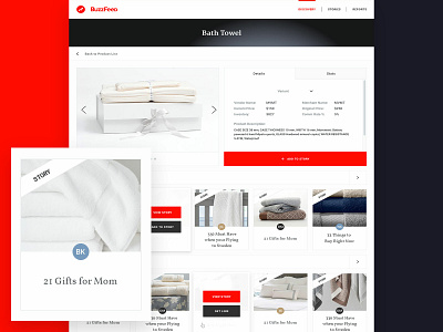 Buzzfeed Affiliate Commerce Solution buzzfeed dashboard design infographics listing products red ui ux webdesign