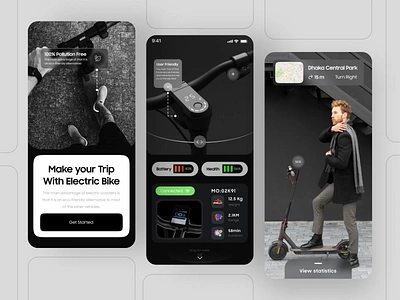 Smart Scooter Mobile App Design Exploration app design battery bike cycle electric scooter electric vehicle mobile app mobile responsive rechargeable scooter ride scooter scooty skate skateboard tesla travel trending ui design ux design