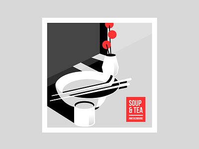 🍜🍵 illustration isometric ramen red shadow soup