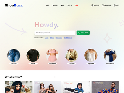 ShopBuzz Ecommerce Landing UI activewear ecommerce ecommerce landing jeans landing shop shop design shop now shopbuzz shopping shopping site tshirts ui ui design user experience user interface whats new