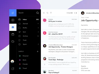 Mail Client App Exploration design desktop email inspiration interface karti392 mail client minimal ui ux