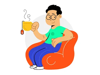 Illustration 04 bangalore boy character design doodle drinking illustartor illustation sketch tea tea bag ui uiillustration ux vector webillustration