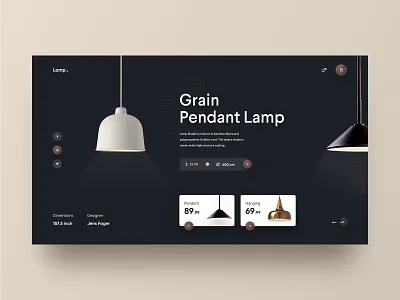 Pendant Lamp Web UI 2019 trends cart clean design decore shpo designer lamp ecommerce hanging lamp hiwow illustration interior shop landing page pendant lamp pendant light pendant shop pendant store product typography web design web design agency website
