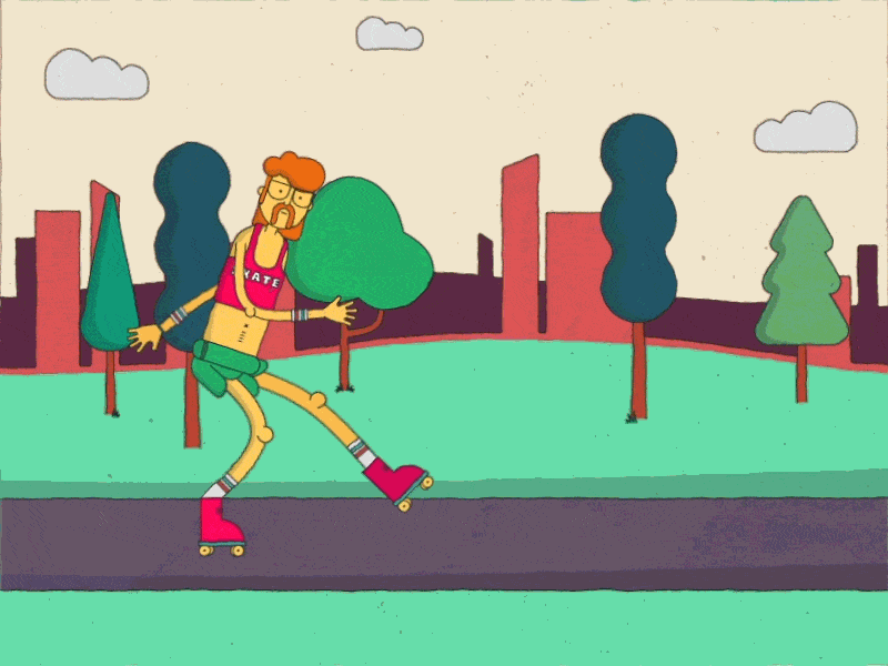 80's Rollerblading 2d 2d flat 80s after effects animated animated gif animation design gif graphic design illustration loop mograph motion motion design motion graphics rollerblades rollerblading