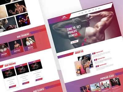 Gym Template concept creative dribbble best shot gradient gym gym landing page gym template gym template 2019 landing page website design