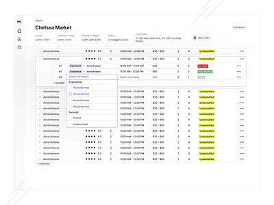 Inline edit for better UX b2b complex crm dashb dashboard editable ems erp event industry event management events inline people management product product design table talent tms ui ux