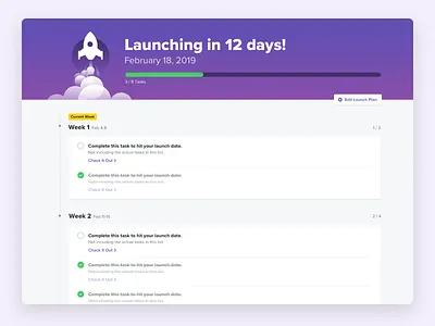 Launch Plan To Do List cards checklist countdown list progress rocket tag tasks timeline to do list