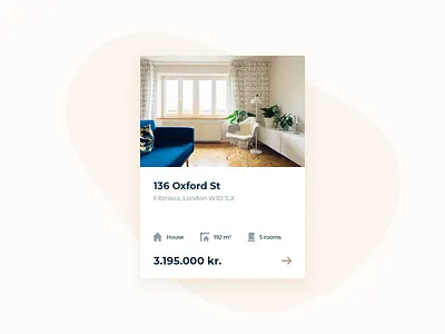 UI Element - Real Estate apartment app card clean design digital focus highlight house identity info light price real estate ui ui design ui ux design user interface ux website