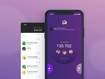 eWallet activity app balance cash digital fintech money refill ui ux design wallet withdraw