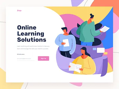 Zrqo Header design education header illustration landing learning onboarding online people platform study ui vector web website