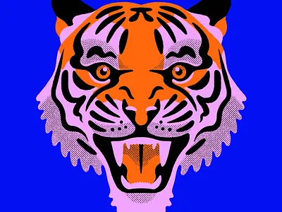 Tiger Test halftone illustration tiger