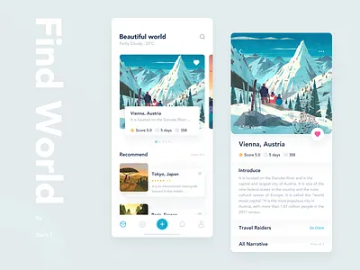 Travel Sharing App ui 分享 图标 应用 插图 旅行 简单 设计