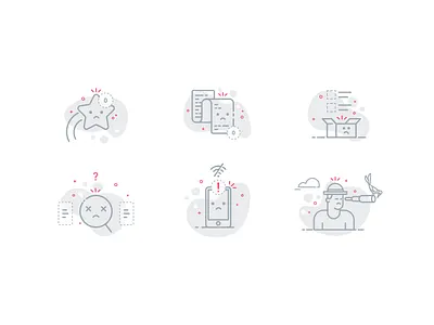 Shopney Mobile Icon design empty basket icon illustration line man mobile no favorites no internet no item no orders search no result star vector