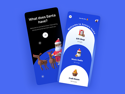 Santa's home - Mobile app 3d app app design christmas craft design gift holidays ios merry christmas mobile mobile app mobile ui music new year online shopping santa shop xmas