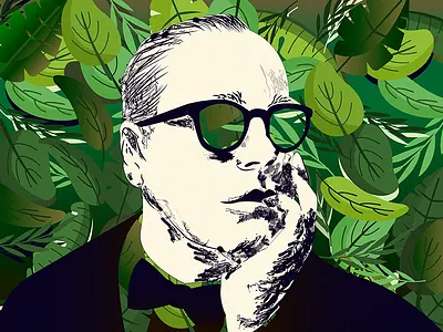 Jungle art arthouse character color design glasses graphic green illustration jungle man man cartoon portrait portrait art ui vector