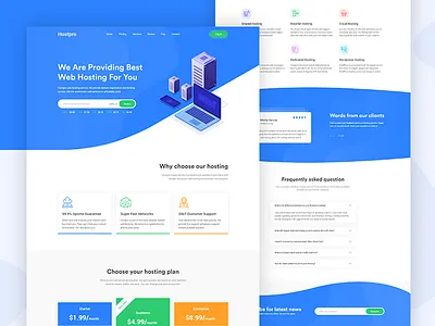 Web Hosting Landing Page clean cloud creative design domain hosting hosting template interface landing page modern server ui ux web web design web hosting website