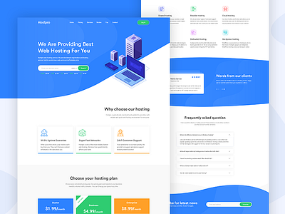 Web Hosting Landing Page clean cloud creative design domain hosting hosting template interface landing page modern server ui ux web web design web hosting website