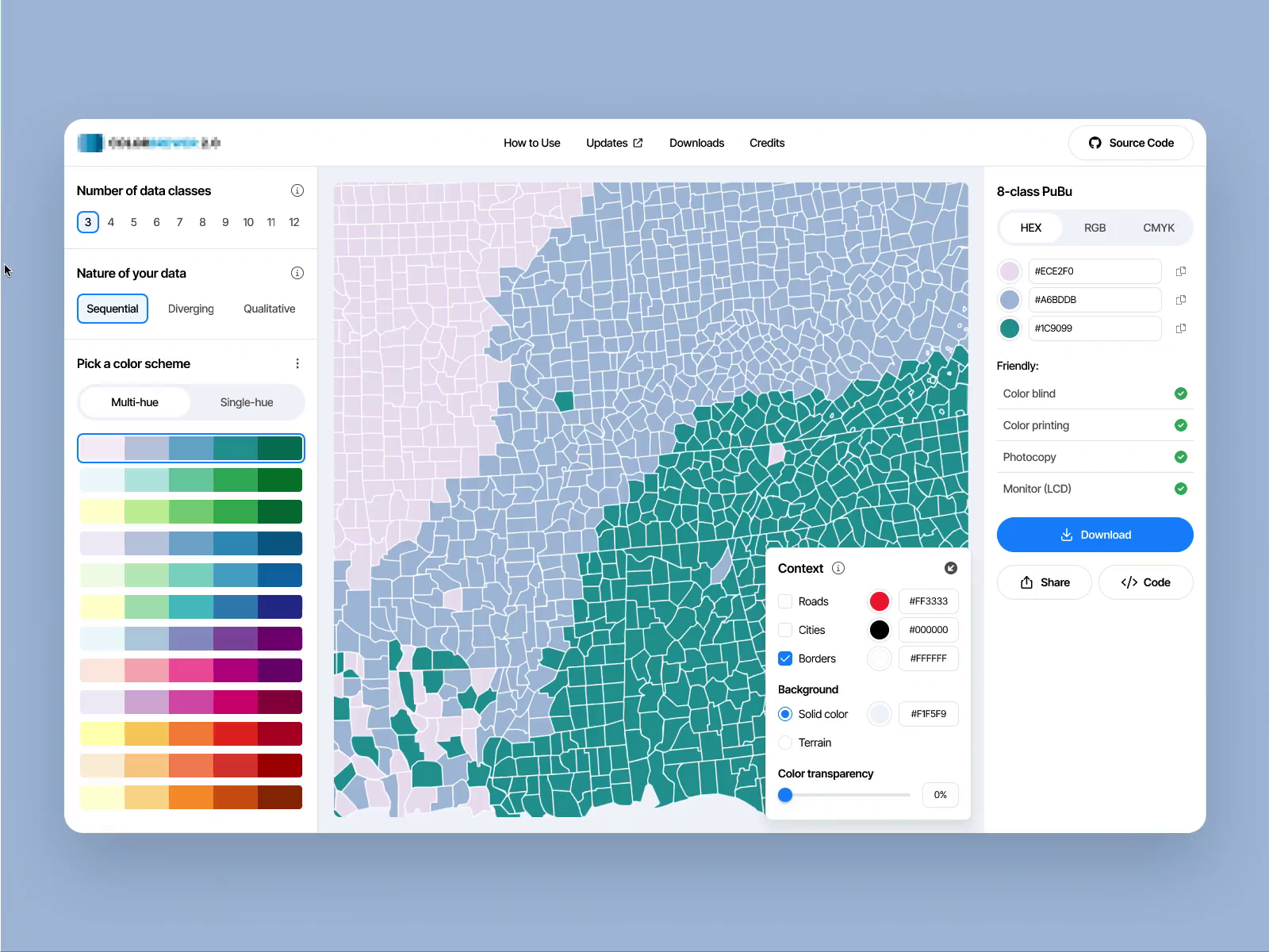 Redesign color palette utility for map makers by Seven Metrics on Dribbble