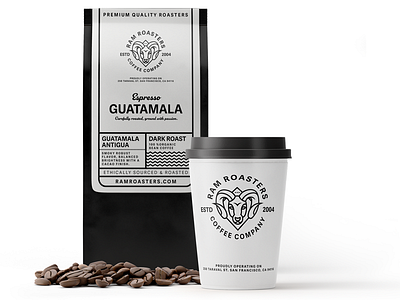 Ram Roasters packaging concept. branding coffee coffee bean espresso minimal minimal branding packaging packaging design packaging mockup ram roaster