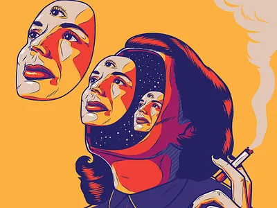 Surreal Smoking color colorful design illustration noir psychedelic retro surreal surrealism vector vintage